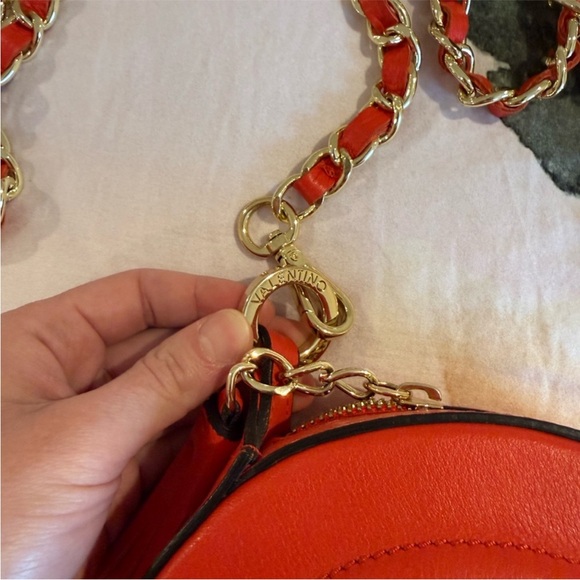 Valentino Vibrant Red Crossbody Bag with Gold Chain - Picture 6 of 8
